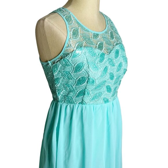 NWT Jun & Ivy Dress Womens Size S Blue Sequined Lace Chiffon - Picture 1 of 4